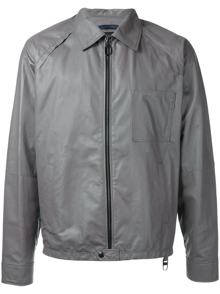 Lanvin Collared Leather Jacket - Grey