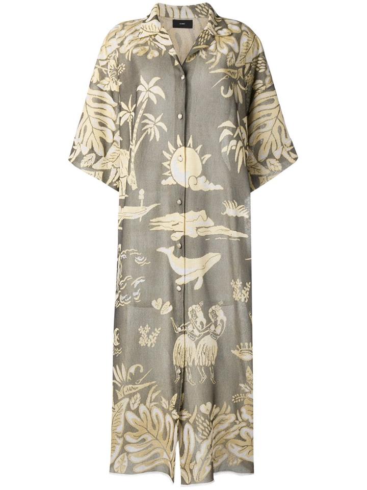 Alanui Long Printed Shirt Dress - Green