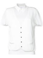 Toga Pulla - Shortsleeved Buttoned Knitted Blouse - Women - Viscose - 36, White, Viscose