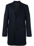 Armani Collezioni Single Breasted Coat, Men's, Size: 48, Blue, Cupro/cashmere/virgin Wool