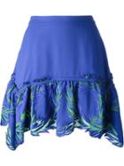 Roberto Cavalli Ruffle Hem Skirt, Women's, Size: 40, Blue, Viscose/acetate/polyamide/silk