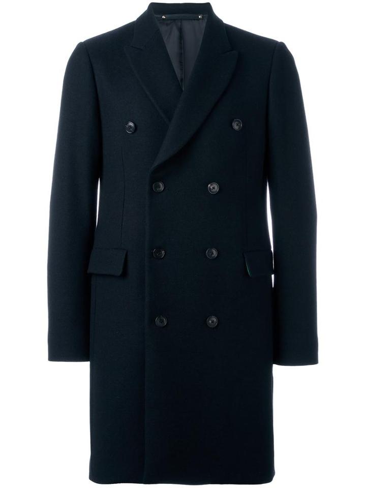 Paul Smith Double-breasted Mid Coat, Men's, Size: 50, Blue, Wool/cupro