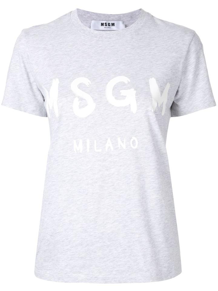 Msgm Crewneck Logo T-shirt - Grey