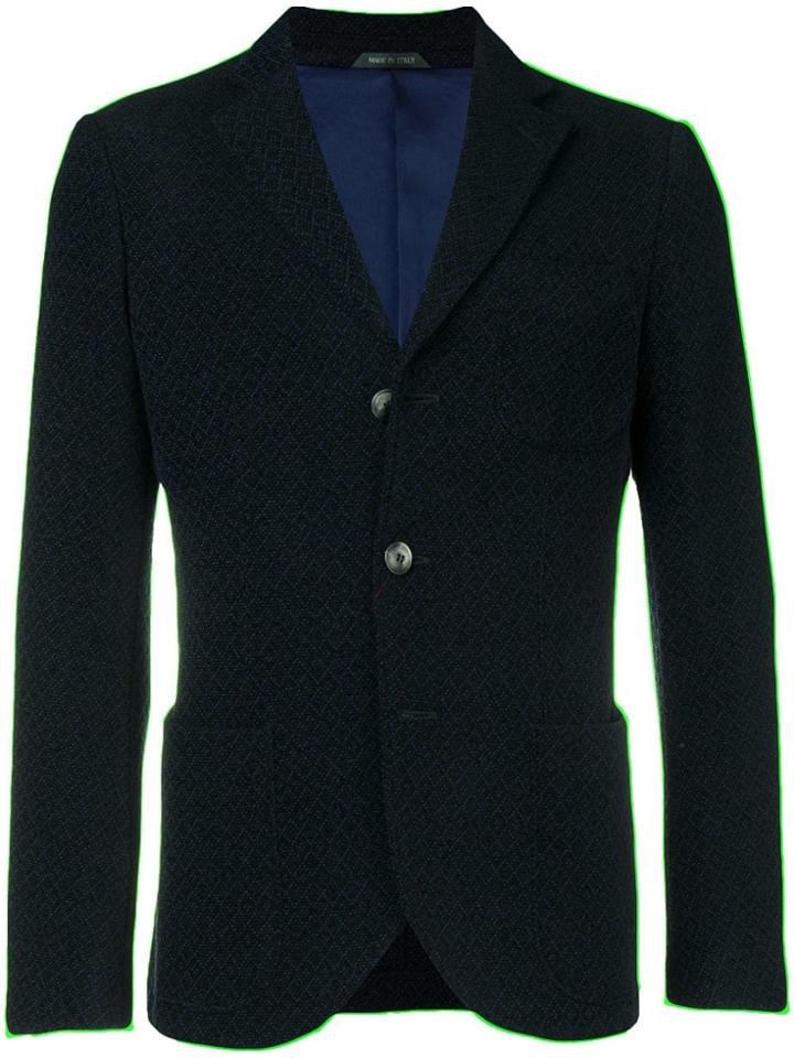 Giorgio Armani Printed Single Breasted Blazer - Blue