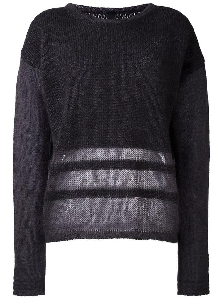 Ilaria Nistri - Stripe Detailing Sweater - Women - Silk/polyamide/mohair/virgin Wool - S, Grey, Silk/polyamide/mohair/virgin Wool