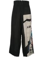 Yohji Yamamoto Cropped Printed Trousers - Black
