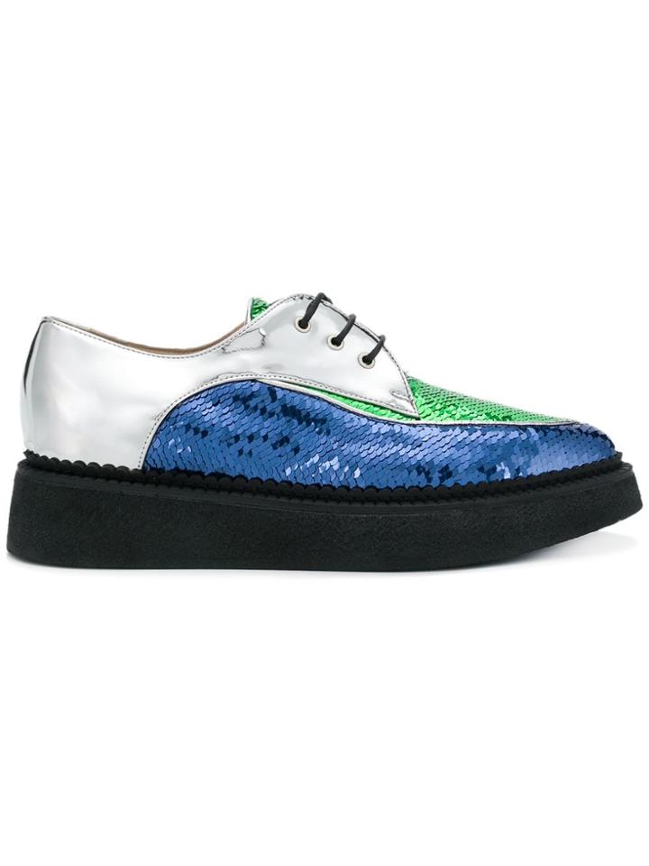 No21 Sequin Lace-up Shoes - Blue