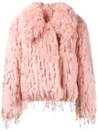 Ashish Embellished Faux Fur Jacket, Women's, Size: Small, Pink/purple, Acrylic/polyester