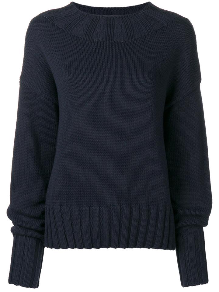 The Row Oversize Ribbed Hem Sweater - Blue