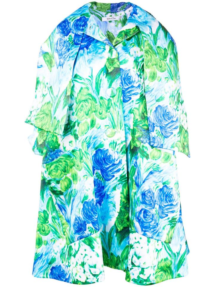 Richard Quinn Floral Print Oversized Coat - Blue