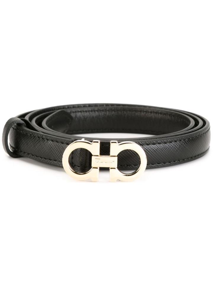 Salvatore Ferragamo Gancini Buckle Belt, Women's, Size: 90, Black, Calf Leather