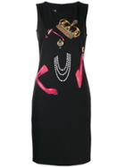 Boutique Moschino Queen Print Midi Dress - Black
