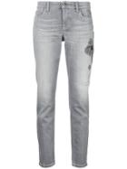 Cambio Embellished Cropped Jeans - Grey