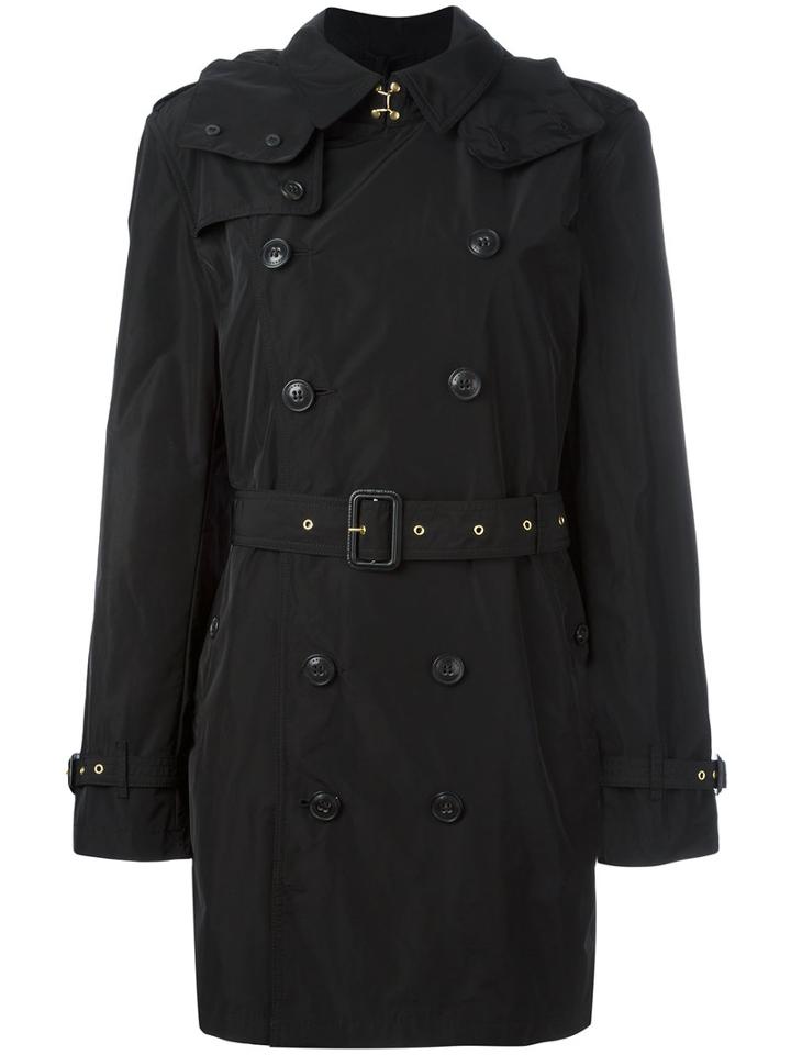 Burberry Hooded Trench Coat, Women's, Size: Small, Black, Polyester/cotton/linen/flax