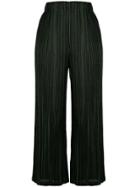 Pleats Please Issey Miyake Pinstripe Cropped Trousers - Black