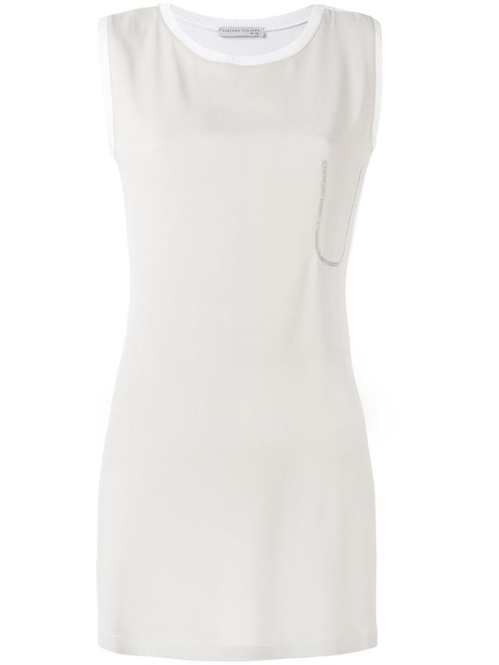Fabiana Filippi - Sleeveless Long Top - Women - Silk/cotton/acetate - 46, Nude/neutrals, Silk/cotton/acetate