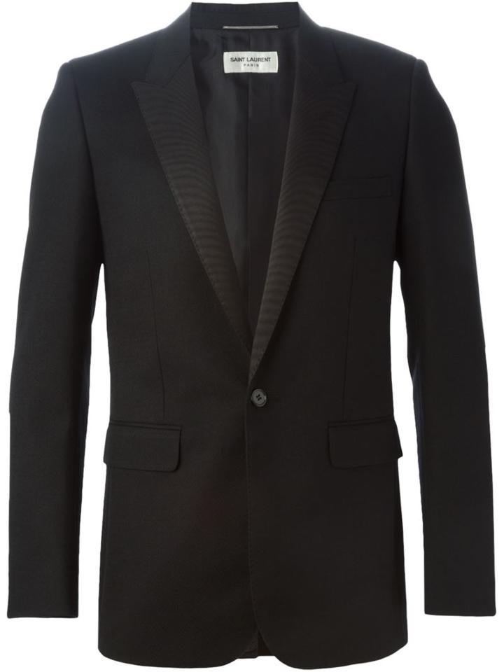 Peaked Lapel Blazer, Men's, Size: 52, Black, Silk/wool, Saint Laurent