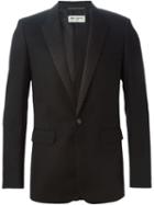 Peaked Lapel Blazer, Men's, Size: 52, Black, Silk/wool, Saint Laurent