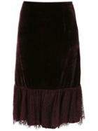 Reinaldo Lourenço Velvet Pencil Skirt - Red