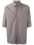 Neil Barrett Border Short Sleeve Shirt, Men's, Size: 41, Brown, Cotton