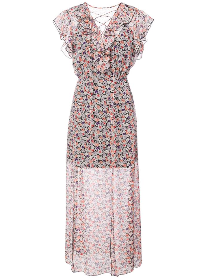 Anna Sui Scattered Flowers Crinkled Chiffon Dress - White