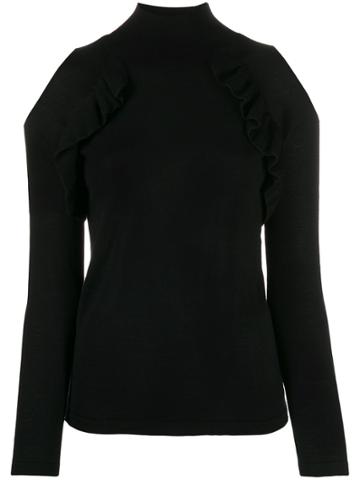 Chiara Bertani Cold-shoulder Frilled Top - Black