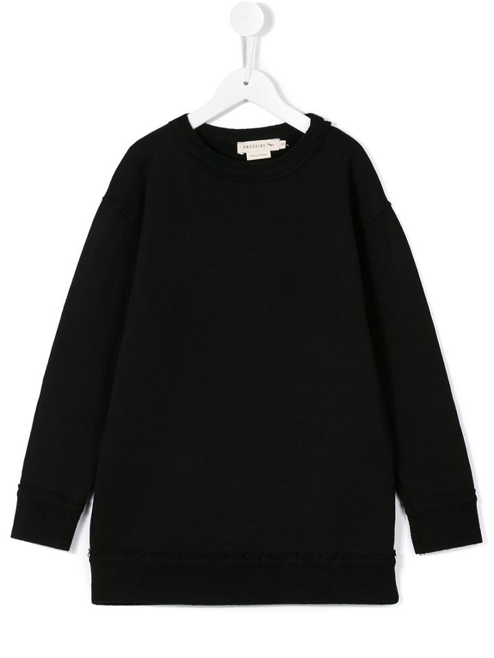 Andorine - Frayed Edge Sweatshirt Dress - Kids - Cotton - 4 Yrs, Black