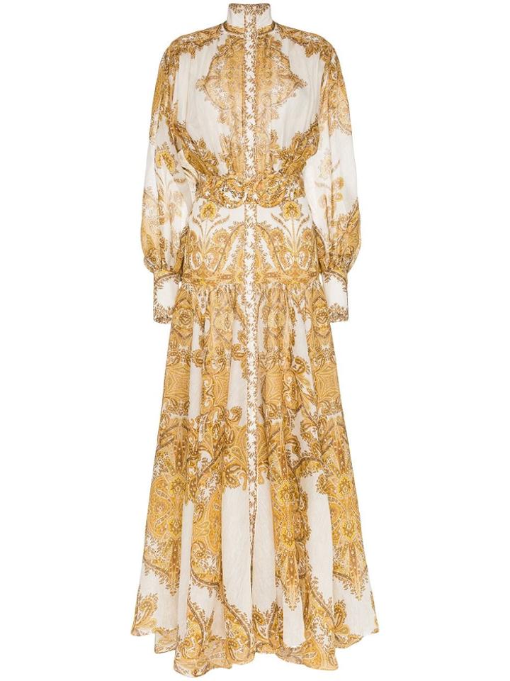 Zimmermann Zippy Printed Billow Maxi Dress - Yellow