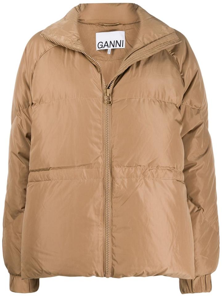 Ganni Oversized Puffer Jacket - Brown