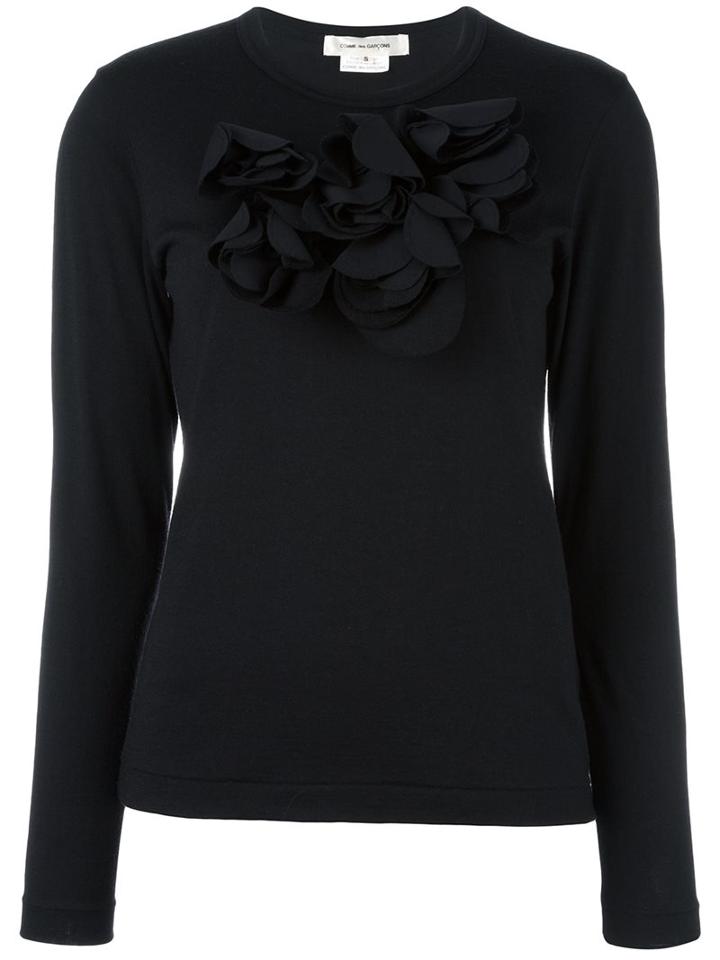 Comme Des Garçons Applique Fine Knit Jumper, Women's, Size: Large, Black, Wool