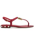 Dolce & Gabbana Logo Flat Sandals - Red