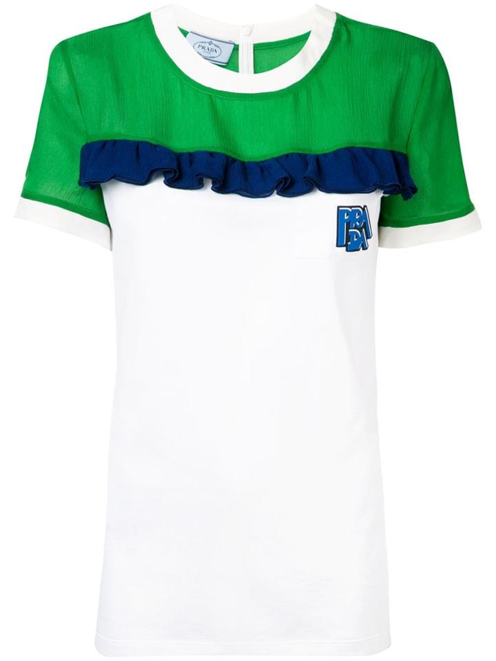 Prada Ruffle Detail T-shirt - White
