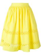 Alice+olivia Cut-out Midi Skirt, Women's, Size: 10, Yellow/orange, Cotton