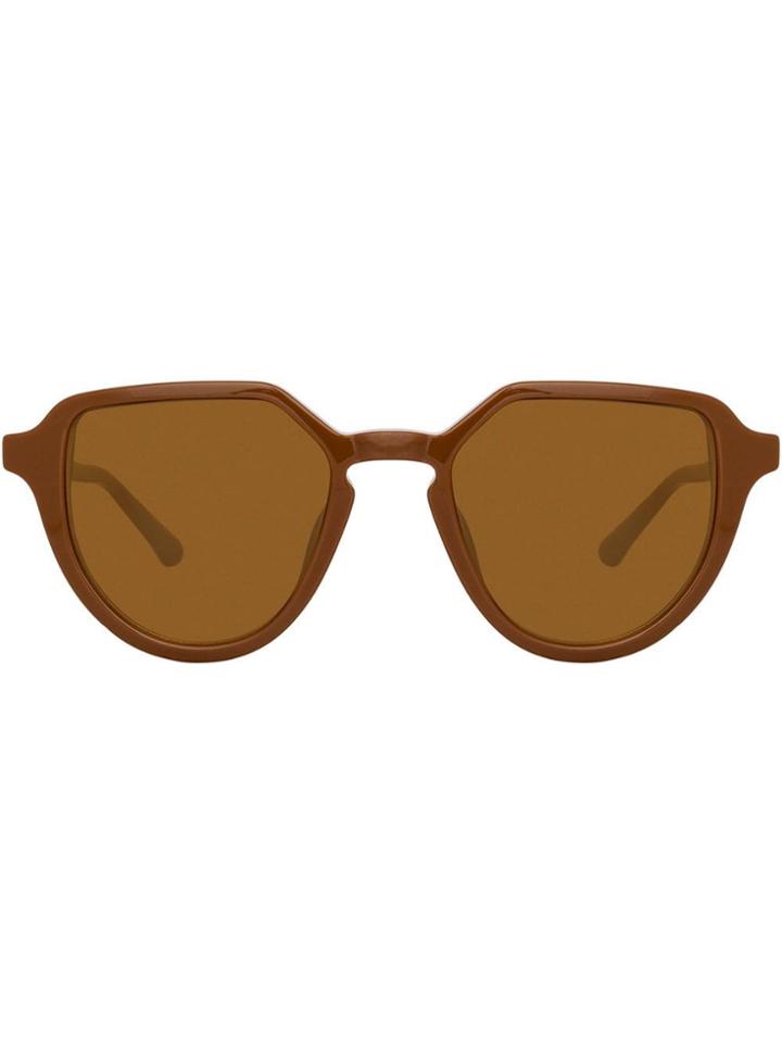Linda Farrow Oval Frame Sunglasses - Brown