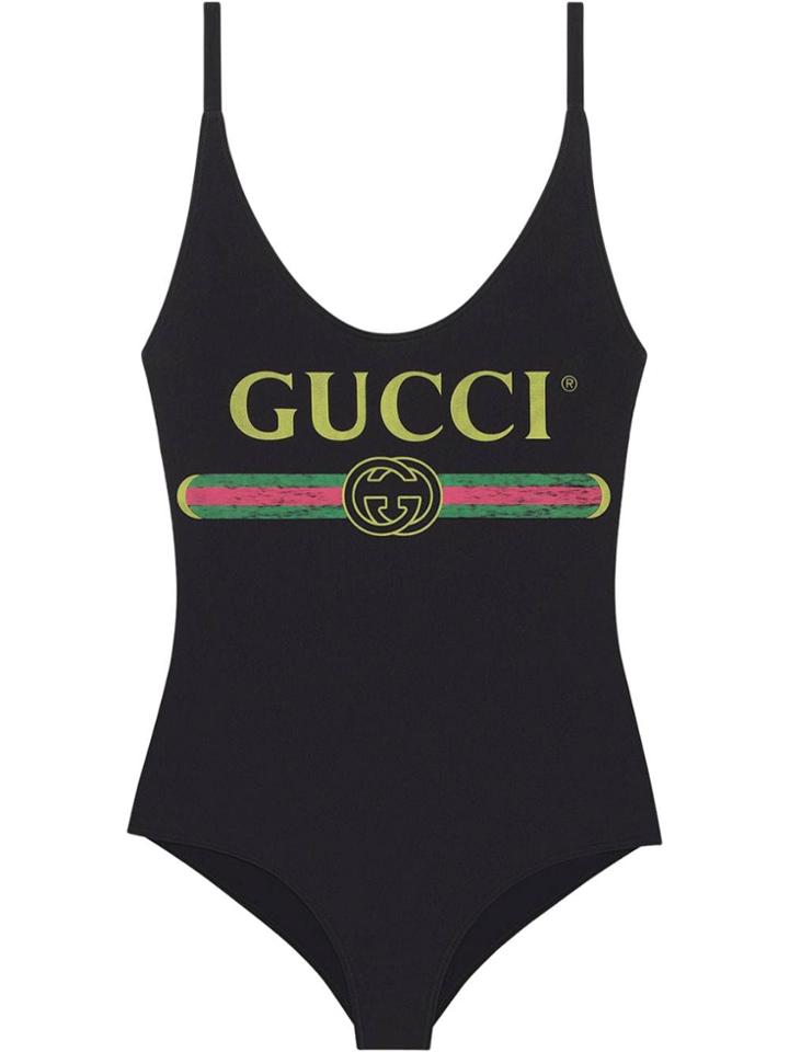 Gucci Sparkling Swimsuit With Gucci Logo - Black