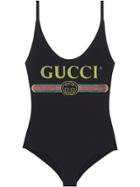 Gucci Sparkling Swimsuit With Gucci Logo - Black