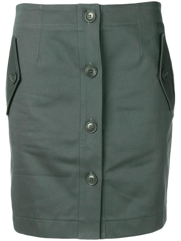 Givenchy Straight Button Up Skirt - Green