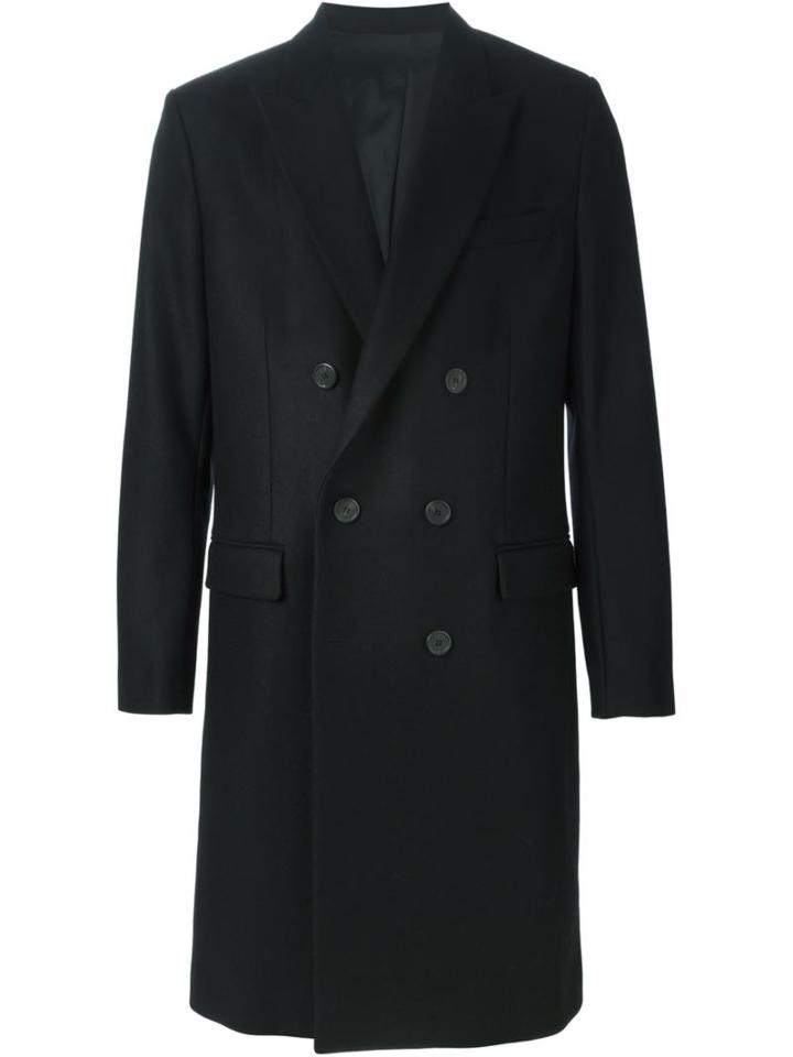 Ami Alexandre Mattiussi Double Breasted Coat, Men's, Size: 48, Black, Polyamide/wool/cotton/acetate