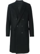 Ami Alexandre Mattiussi Double Breasted Coat, Men's, Size: 48, Black, Polyamide/wool/cotton/acetate