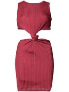 Balmain Ribbed Knotted Tank Dress - Red
