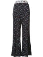 Derek Lam 10 Crosby Printed Flared Pants, Women's, Size: 0, Blue, Silk