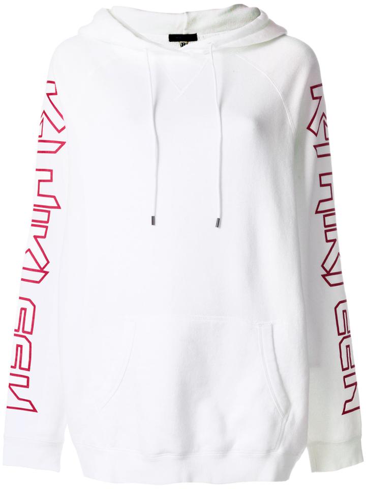 R13 Oversized Longline Hoodie - White