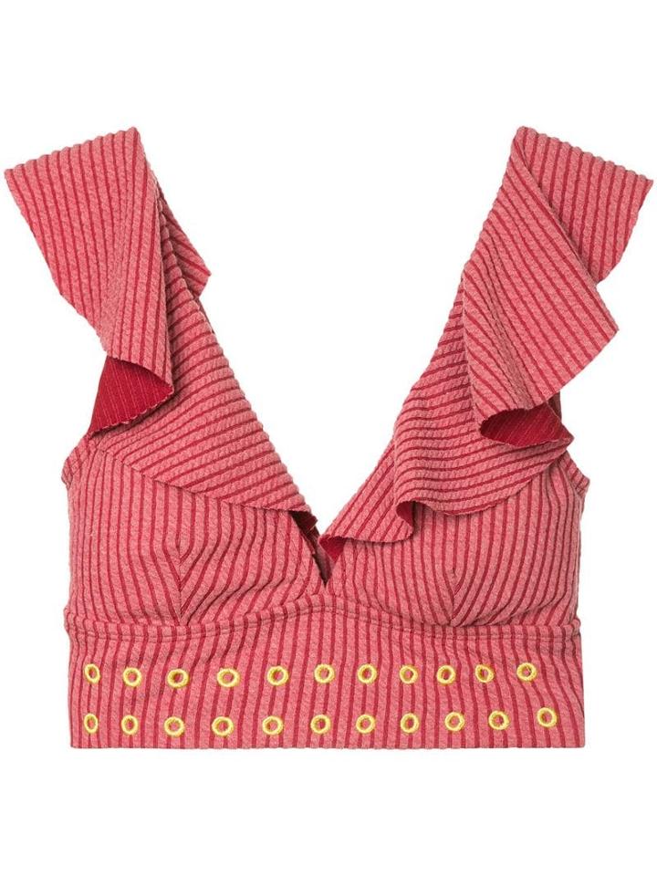 Duskii Sunrise Ruffled Bikini Top - Red