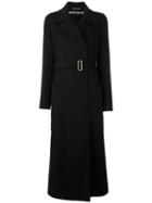 Rochas Belted Coat, Women's, Size: 44, Black, Silk/angora/virgin Wool