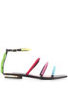 Les Petits Joueurs Beaded Strappy Sandals - Black