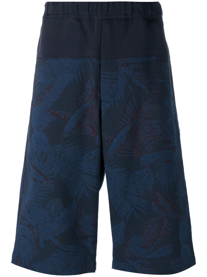 Oamc Printed Bermuda Shorts, Men's, Size: Xl, Blue, Cotton/polyamide/viscose/spandex/elastane