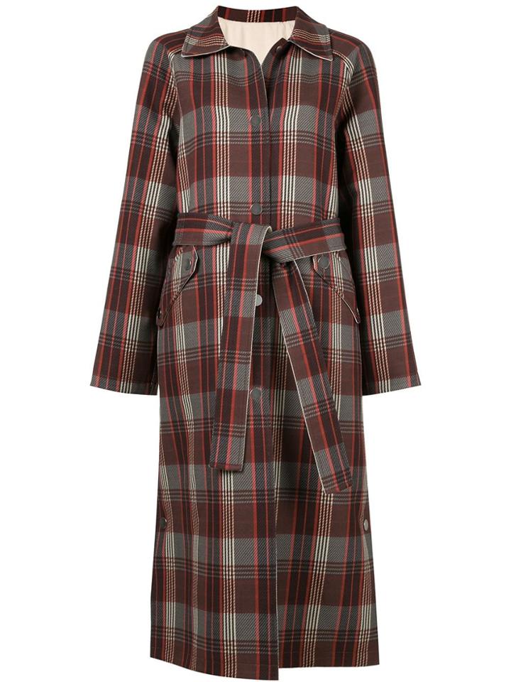 Goen.j Zen Reversible Checked Coat - Red