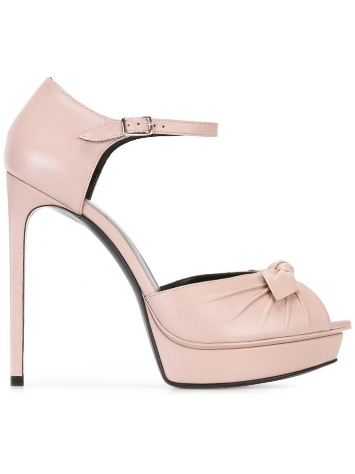 Saint Laurent Jane Bow Sandals - Pink & Purple