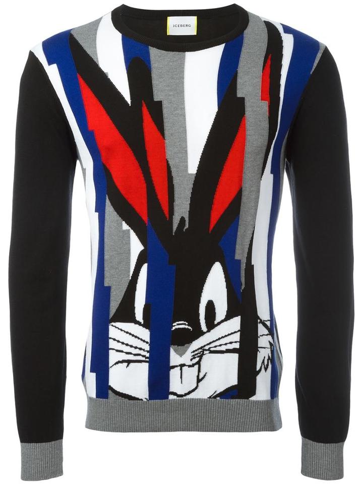Iceberg 'bugs Bunny' Pattern Jumper, Men's, Size: Medium, Black, Cotton