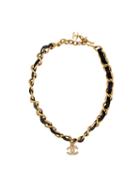 Chanel Vintage Embellished Logo Charm Necklace, Women's, Metallic